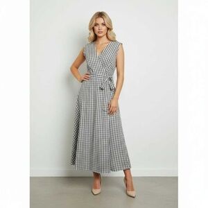 LAFAYETTE 148 NEW YORK Siri Sonata Gingham Plaid Sleeveless Wrap Dress Size 4
